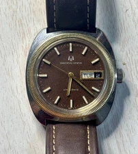 Universal Geneve Unisonic Brown Dial 14K Gold Bezel Stainless Case SERVICED 2025