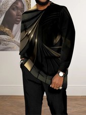 This Two-Piece Set for Men Features Long Sleeves And Long Pants, Adorned with a