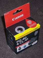 2 x Canon genuine cartridges 40 black, 41 colour for iP2200,MP450,MP460,MX300 ++