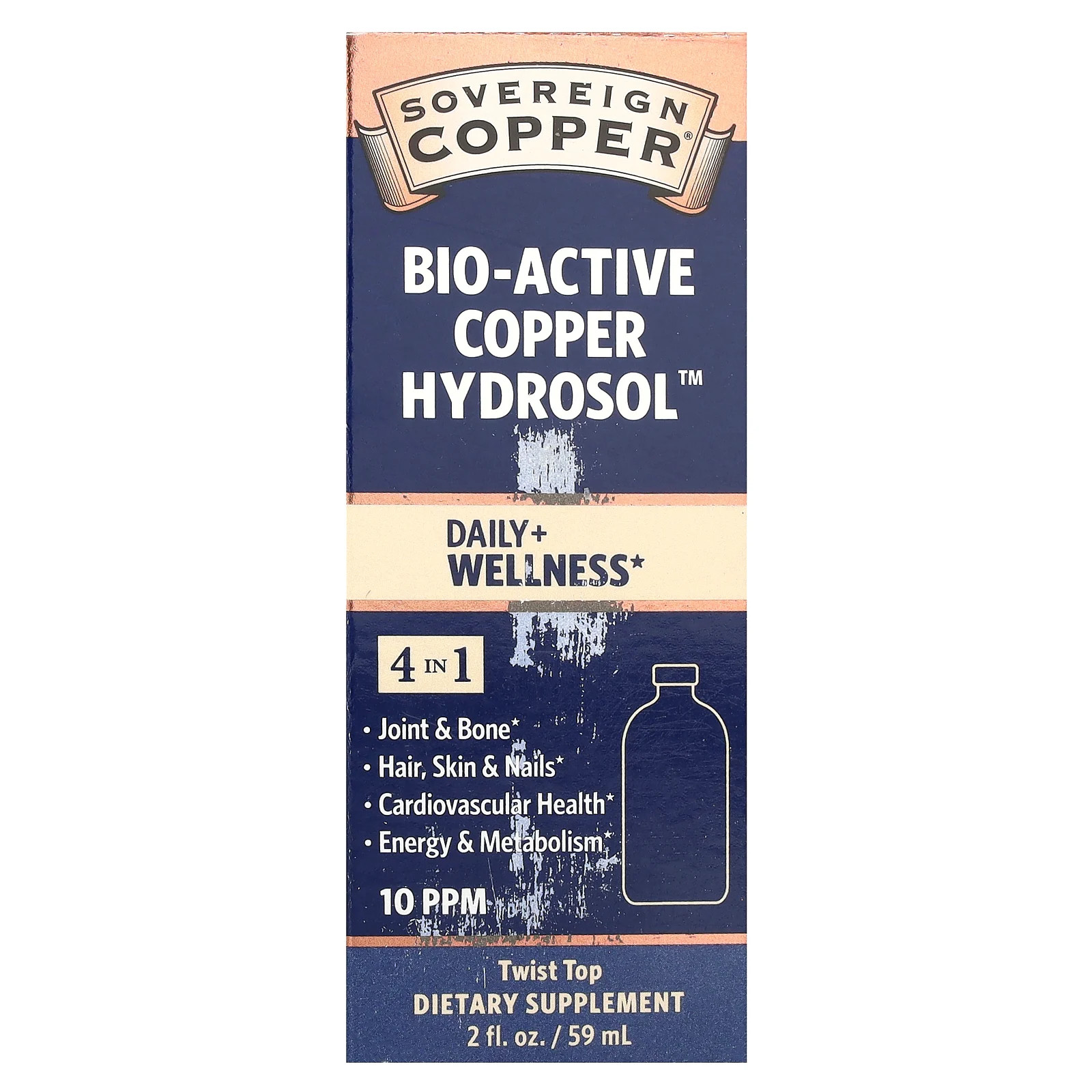 Bio-Active Copper Hydrosol , 10 PPM, 2 fl oz (59 ml)