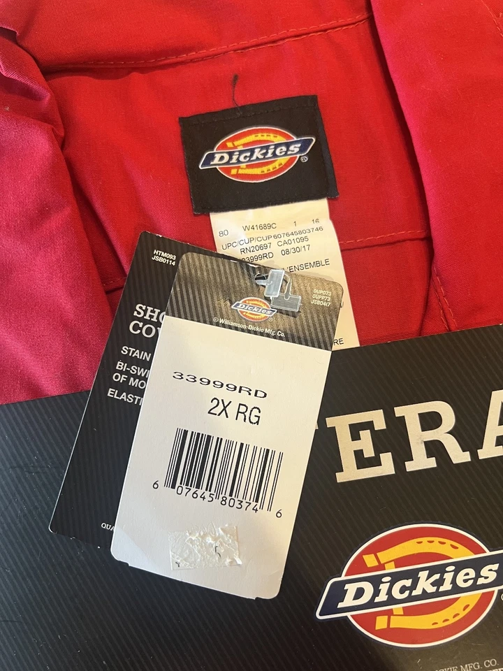 Dickies, Short Sleeve Coverall, 33999, Red, 2XL, New with tags - Image 4 of 4