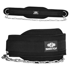 Dip Belt With Chain for Weightlifting - Neoprene Waist Belt for GYM Black