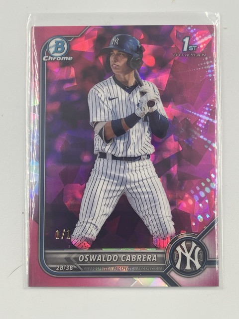 2021 Topps Bowman Chrome Sapphire Oswaldo Cabrera 1/1 Padparadscha 1st Bowman