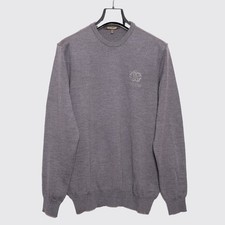 Roberto Cavalli Designer Sweater Dark Gray Wool Men's Crewneck