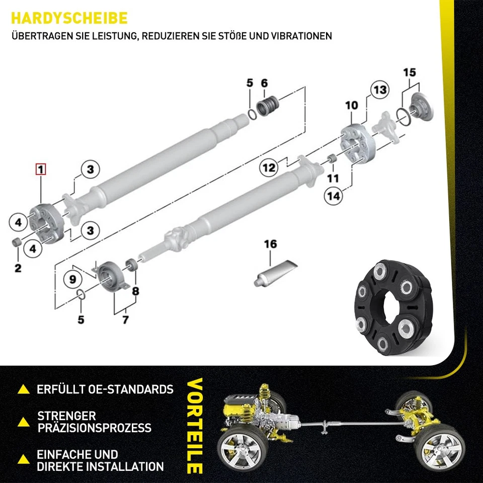 für BMW 1er E81 E87 3er E90 E91 X1 E84 5er F10 Gelenkscheibe Hardyscheibe Hinten - Bild 3 von 4