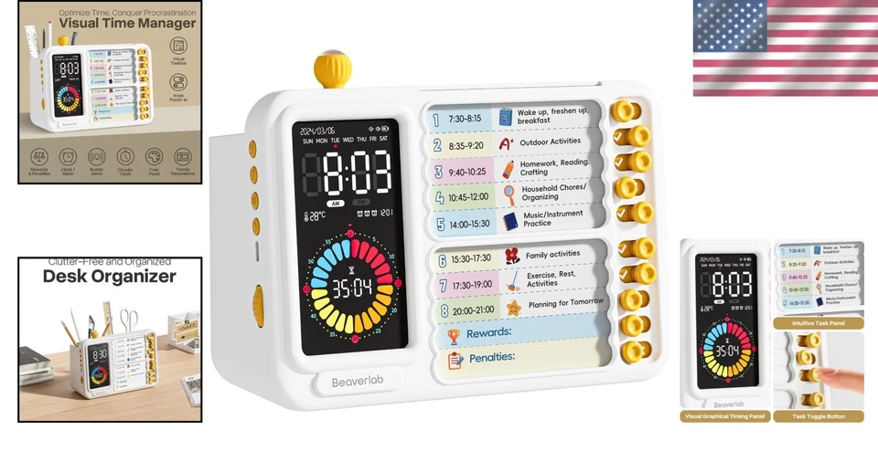 Visual Countdown Timer with Planning Board for Effective Study & Chores - Image 2 of 4