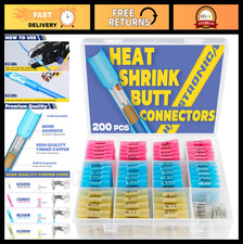 200PCS Marine Grade Heat Shrink Wire Butt Connectors, 26-10 Gauge, Waterproof, 4