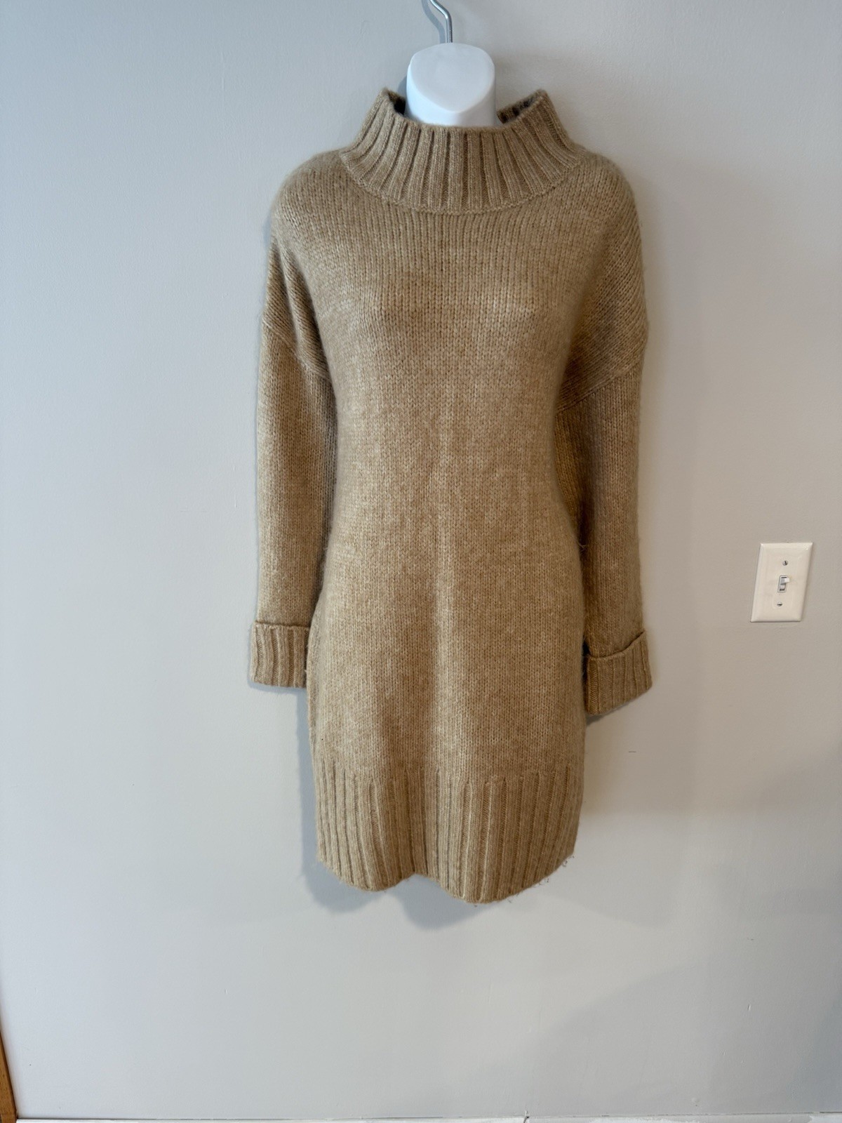 Express - Camel Colored Turtle Neck Sweater Dress… - image 3