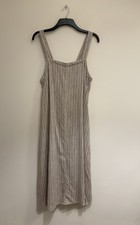 Ladies NEXT Part Linen Striped Summer Holiday Maxi Dress (Stone) Size 16