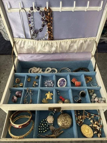 Estate Sale Lot Grandma's Jewerly Box Filled with Vintage Costume Jewelry