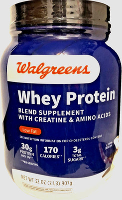 Walgreens Vanilla Whey Protein Powder w/ Creatine & Amino Acids 32 oz Gym