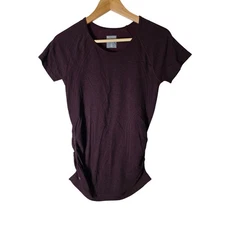 ATHLETA Maroon Marion Speedlight Ruched Stretchy Active Nylon Top SZ S