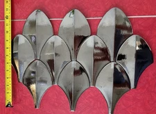 Rare Beveled Convex Fish Scale-Manta Ray Tiles - Bronze Iridescent Glaze NICE !
