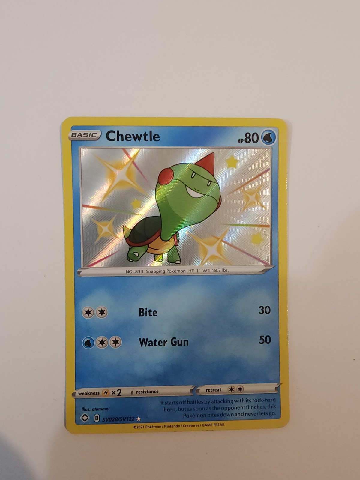 Chewtle (SV028/SV122) Shiny Holo Rare Shining Fates: Shiny Vault NM Pokemon TCG