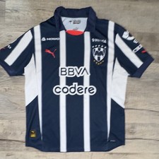 PUMA Club de Futbol Monterrey Rayados Soccer Jersey Shirt Blue White Kids Size M