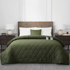 Brookstone Full/Queen Heated Diamond Stitch Quilt Blanket Olive Green