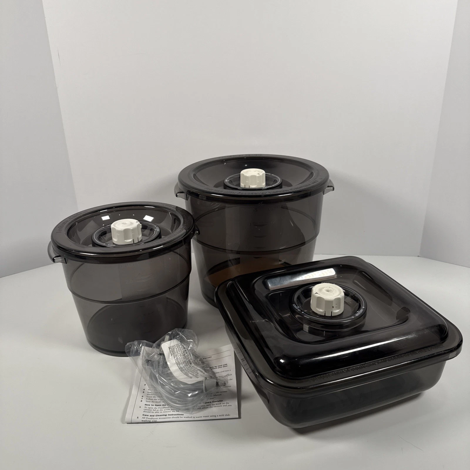 Tilia FOODSAVER Vacuum Canister Set 4 Qt 2 Qt 2 1/4 Qt Square Marinator Hose