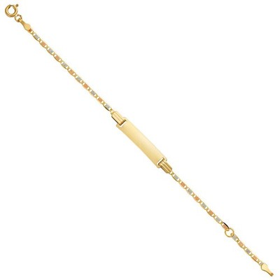 14k massives dreifarbiges Gold Valentino Baby ID Armband Pulsera Oro Solido Bebe 6 Zoll