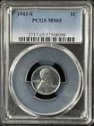 1943-S  1C  Lincoln Wheat One Cent  PCGS MS65  57508098