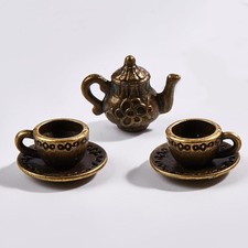 Whimsical Miniature Metal Tea Set with Teapot and Cup Charms - 1:12 Scale