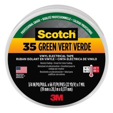 Scotch Color Coding Vinyl Electrical Tape 35 : 3/4 in. x 66 ft. Green 