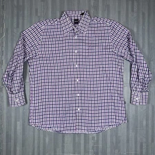 Hugo Boss Long Sleeve Button Up Shirt Men's Size Large Regular Fit Purple Plaid