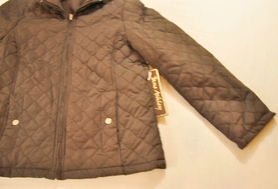 women's Jane Ashley jacket size small brown slim design diamon stitch polyester - Image 3 of 4