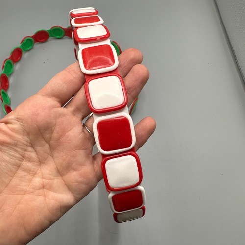 VTG 60s 70s 80s Red Green White Plastic Belt Mod MCM Kidcore Christmas 28 / 33 - Picture 2 of 13