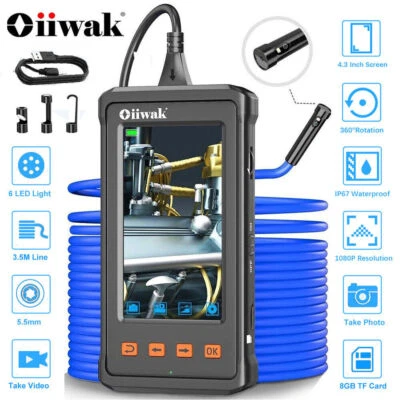 OIIWAK Inspection Camera 11.5FT 5.5mm IP67 360° 1080P HD Digital Borescope Endoscopes