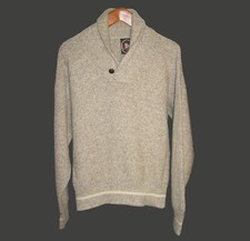 VTG ALPS MERRIMAC VALLEY NEW ENGLAND MARLED CREAM/TAUPE SKI SWEATER SHAWL CLLR L