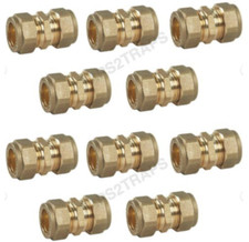 PACK OF 10 x 15MM STRAIGHT CONNECTOR COUPLING COMPRESSION FITTINGS WRAS APPROVED