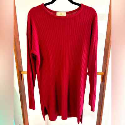 Vintage 90’s Express Tricot Maroon Ribbed Sweater Dress Size Medium