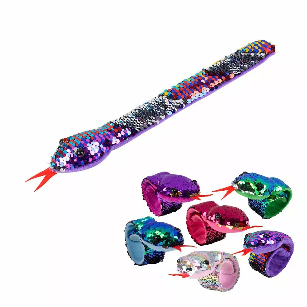 Mozlly Reversible Rainbow Flip Sequin Snake Slap Bracelets 11