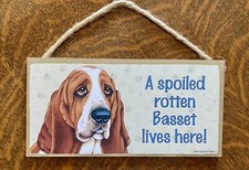 A Spoiled Basset Hound lives here CUTE Dog Sign 5"x10" NEW Wood Plaque 758