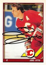 Joel Otto autographed hockey card (Calgary Flames) 1991 O-Pee-Chee #428