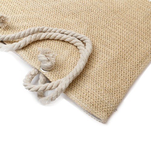 Strandtasche Sommertasche XXL Damentasche Badetasche Uni Tasche Strand Beige - Bild 6 von 8