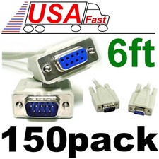 Lot150 6ft DB9pin Male-Female Extension Serial RS232 Straight Through Cable/Cord