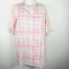 Carole Pastel Plaid Nightgown Sz XL Cottagecore Coquette Loungewear VINTAGE X23