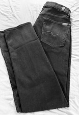7 For All Mankind Jeans Womens 32 Black Denim Slimmy Straight Leg Made In USA