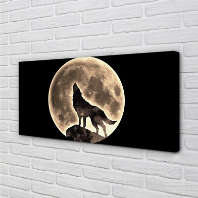 Tulup Leinwandbild 100x50 Wandkunst Wolf Mond