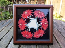 MOORCROFT  POINSETTIA  PATTERN FRAMED TILE/ PLAQUE .TRIAL  PIECE 4-2-11