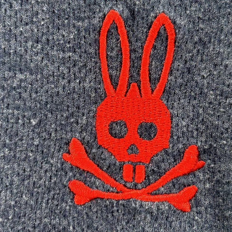 Мужской свитер Psycho Bunny средний синий зимний из хлопковой смеси с круглым вырезом - Изображение 3 из 4