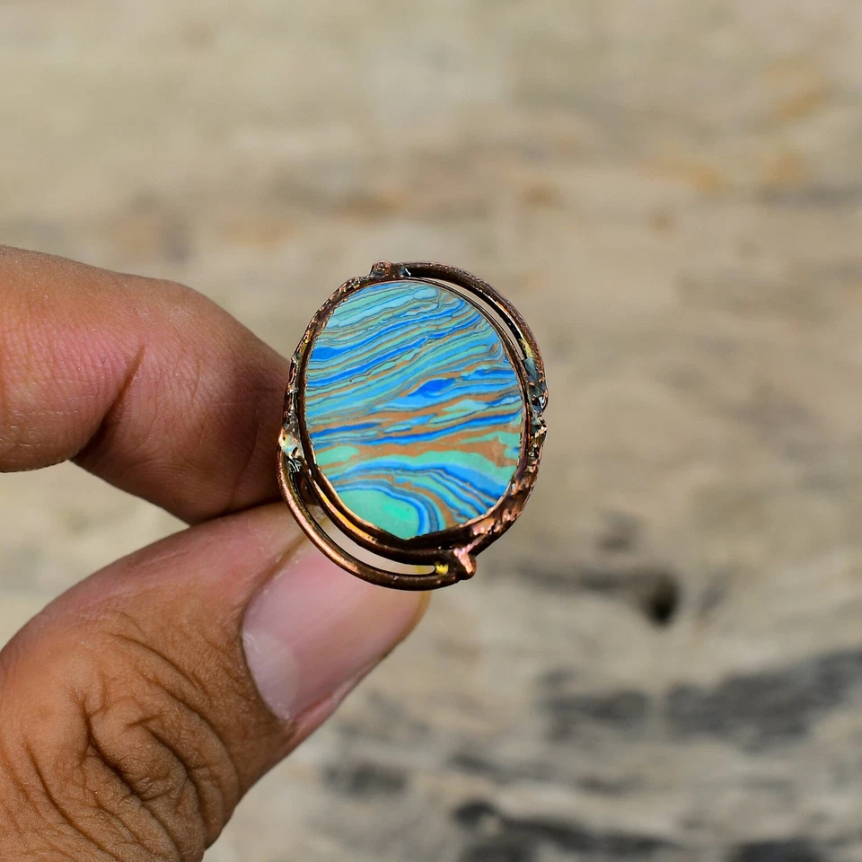 Anillo Ajustable Electroformado Calsilice Arco Iris Tamaño Ajustable Cobre Foto 3 de 4