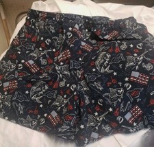 Columbia Swim Lined Trunks XL Patriotic Fish USA Flag Shorts Red White Blue