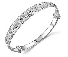 Silver Plated Star Accented Adjustable Bangle