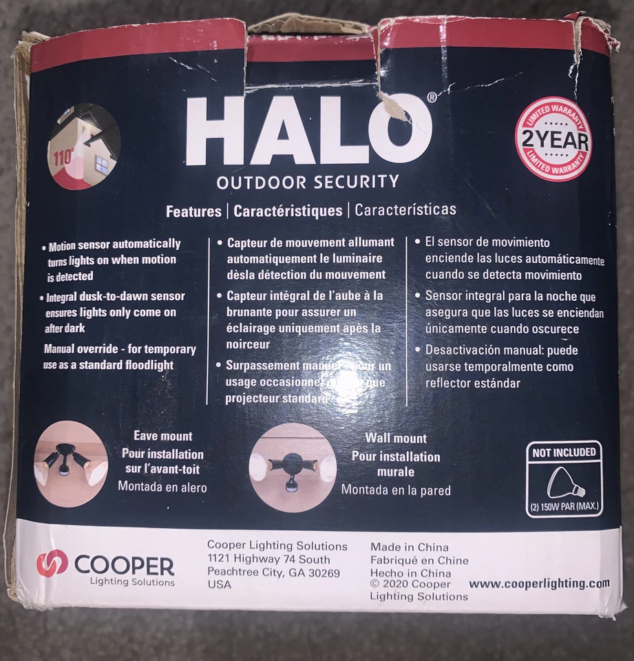 New HALO Outdoor Security Motion Activated Twin Head Floodlight Black MS34 - Image 3 of 4