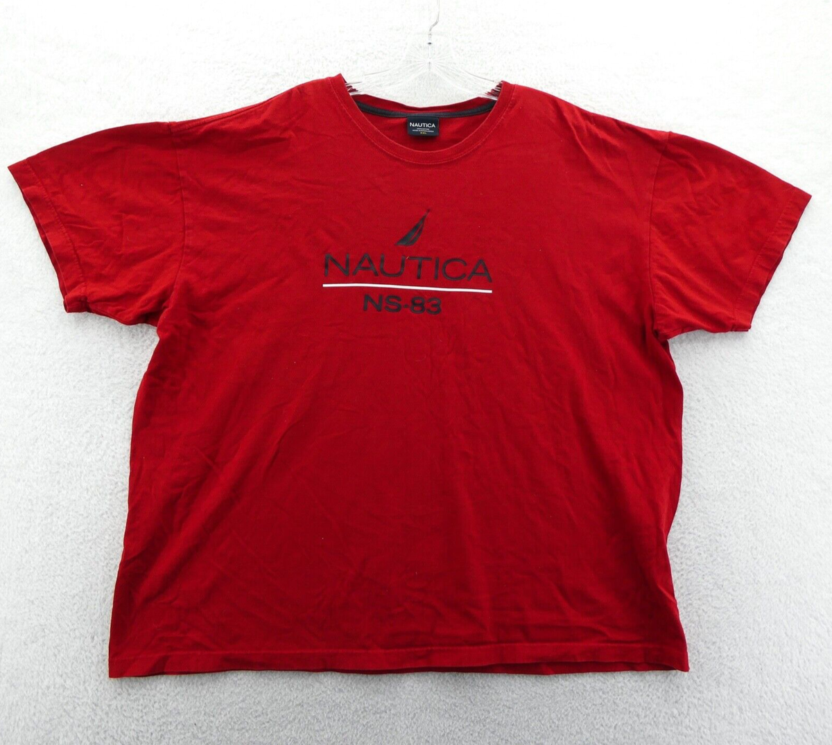 Nautica Shirt Mens 2XL Red Short Sleeve 100% Cotton XXL Vintage