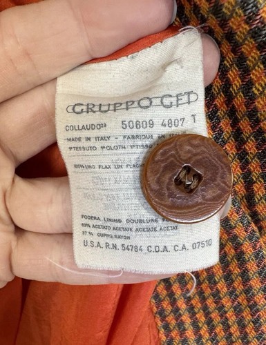 Giacca Blazer Giorgio Armani Collezioni 100% Lino 42 IT Italia PIEDE DI POULE VINTAGE - Foto 17 di 24