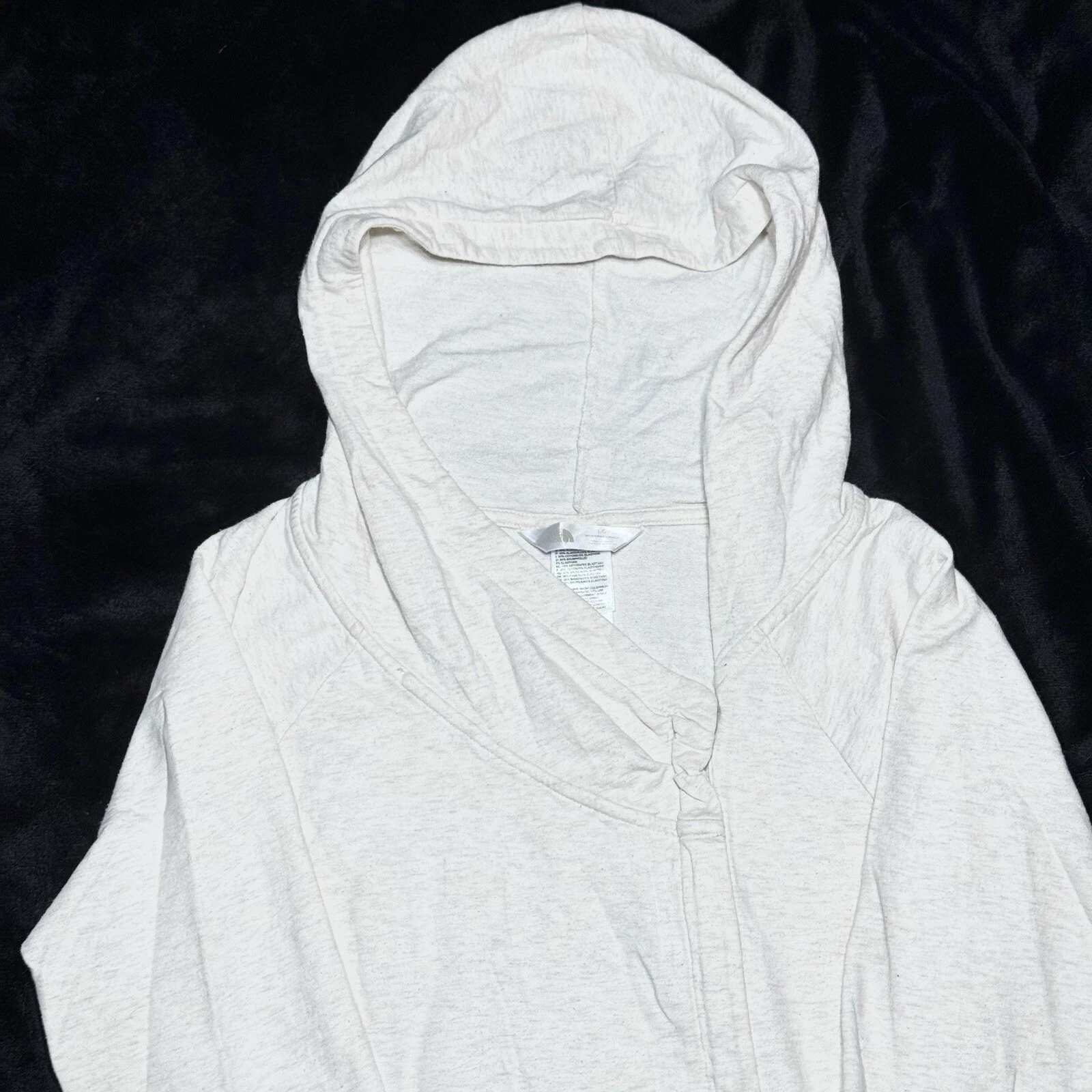 OFF WHITE Giacca cardigan The North Face cappuccio lungo bianco sporco erica moto zip laterale grande