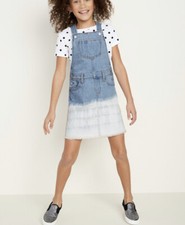 Old Navy Raw Hem Distressed Skirtall Girl's Small 6-7 Blue Sleeveless